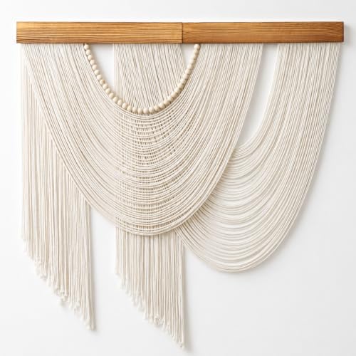 MEIVINES Large Macrame Wall Hanging Boho Tapestry Macrame Wall Art Decor - color: Beige