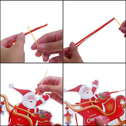 9 PCS Christmas Paper Banners Flags Santa and Reindeers Bunting Garlands for Door Wall Window Hanging Decoration Christmas Party Favor Supplies