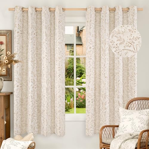 BGment Beige Linen Curtains for Living Room 63 Inch Length 2 Panels - color: Beige, size: 52"W x 63"L (Pack of 2)