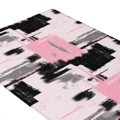 Feelyou Abstract Art Cushioned Rugs Kitchen 2PCS 32x29 32x47 Waterproof - color: Pink Grey Black