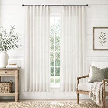 Jowels 천연 리넨 커튼 182.9cm(72인치) 길이 거실용 패널 2개 - color: 천연, size: 50"W x 72"L (Pack of 2)