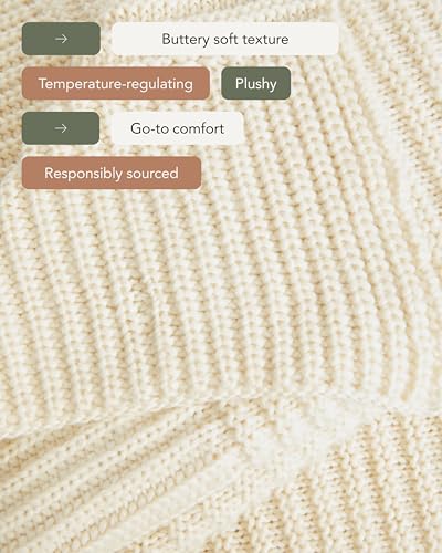 UnHide Melange Knit Blanket, Textured and Ultra-Soft Wool Throw Blanket - color: Snow White, size: Melange Wool (60" x 80")