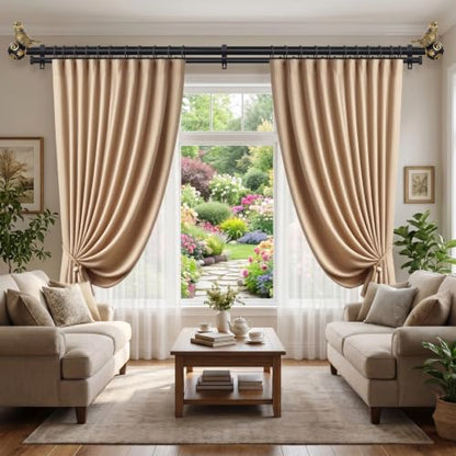Double Curtain Rods for Windows 28-48 Inch, Gold Bird Finials - size: 28-48