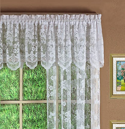 Today's Curtain Floral Vine Lace Panel 63", White, 60W x 63L - color: White, size: 60"W x 63"L (Pack of 1)
