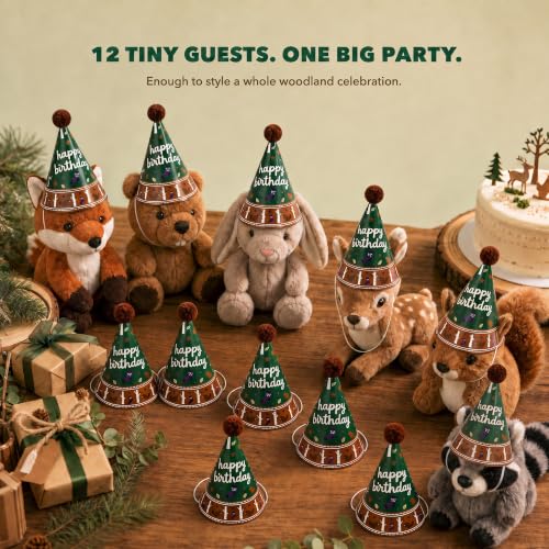 Pre-Assembled Mini Party Hats for Stuffed Animals, Birthday Hats for Kids - color: Pre-assembled Green