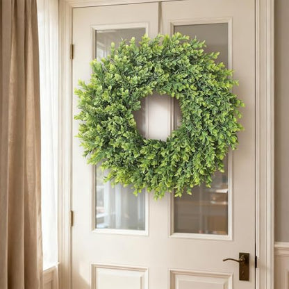 26"Artificial Boxwood Wreath, Large Fake Hanging Plant for Front Door Decor