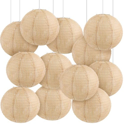 Hortsun 12 Pcs Print Burlap Paper Lanterns Classroom Decor,16 Inch - size: 16 Inch
