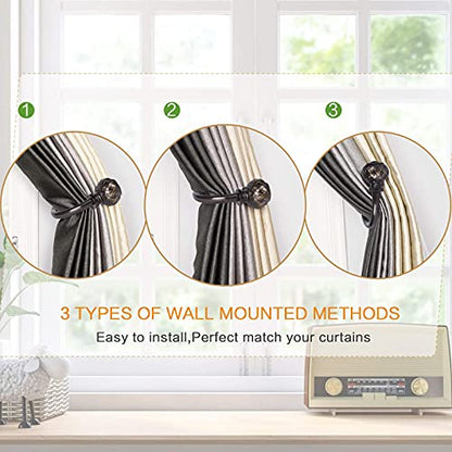 SZXIMU Curtain Drapery Holdbacks for Wall, 2 Pack, Netted Finials, Bronze - color: Bronze Netted Texture