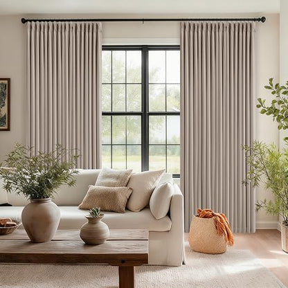 Viral Pleated Blackout Burlap 120 Inch Long Curtains Burlywood Birch - color: Burlywood Birch, size: 40"W x 120"L (Pack of 2)