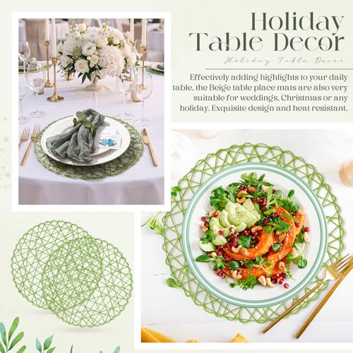 Geosar 24 Pcs Round Paper Placemats Braided Bulk, Green, 24 Pcs - color: Green