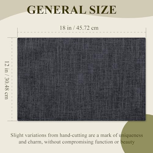 KXN Placemats Set of 4, Durable Dual-Layer Fabric Table Mats, Dark Gray - color: Dark Gray