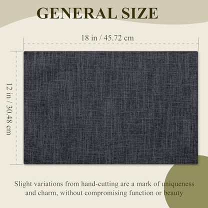 KXN Placemats Set of 4, Durable Dual-Layer Fabric Table Mats, Dark Gray - color: Dark Gray