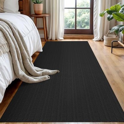 KOZYFLY 3x8 Runner Rug, Washable Non Slip Kitchen Hallway Rug, Black/Grey - color: Black/Charcoal Grey, size: 3' x 8' (Rectangular)