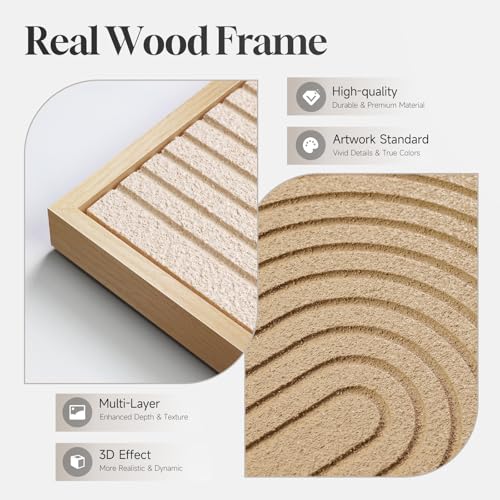 Large 3D Framed Neutral Abstract Wall Art for Living Room, 3 Piece 24x36 In - color: Neutral --B, size: 24"w X 36"h X 3pcs