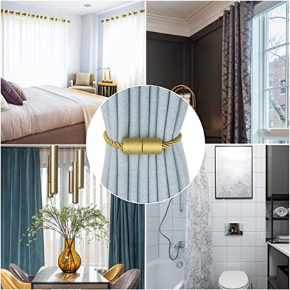 Magnetic Curtain Tiebacks Decorative Holdbacks Rope Tie Back Drapes Hangtty - color: Gold