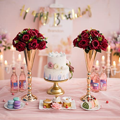 Flower Centerpieces for Wedding Tables: Burgundy, 2 Packs - color: Burgundy
