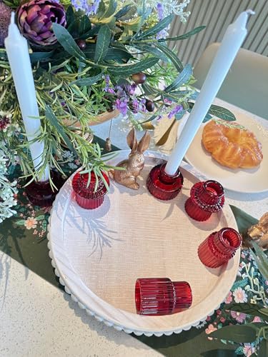 Glass Candlestick Holders, Taper Candle Holders, Set of 6, Red - color: Red, size: 6 PCS