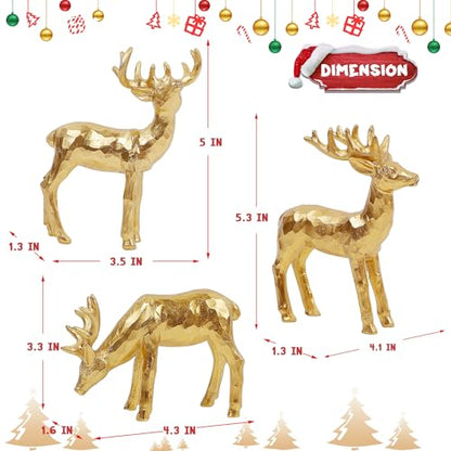 Lulu Home 3 PCS Christmas Tabletop Decorations, Resin Reindeer Peer - style: 3 Peers