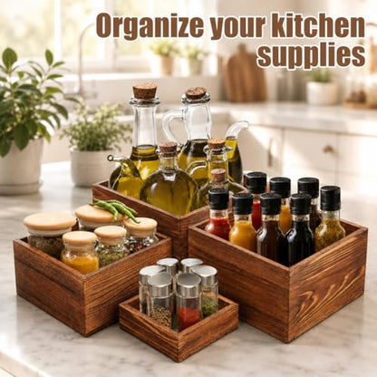6 Pack Buffet Risers and Stands, Wood Risers for Buffet Table, Party Decor