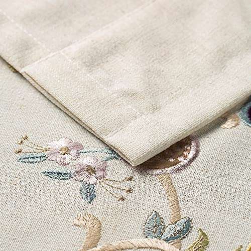 VOGOL Floral Embroidered Pattern Kitchen Valances for Windows, Linen Rod Pocket Curtains Valance for Living Room, 52 Inch Wide by 18 Inch Long, One Panel - color: C1