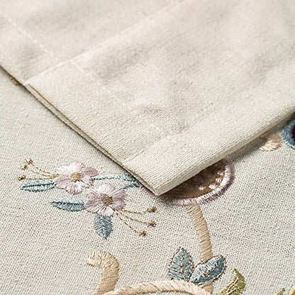 VOGOL Floral Embroidered Pattern Kitchen Valances for Windows, Linen Rod Pocket Curtains Valance for Living Room, 52 Inch Wide by 18 Inch Long, One Panel - color: C1