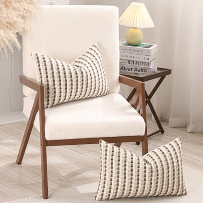 Boho Jacquard Throw Pillow Covers 12x20 Inch Set of 2 Beige Brown - color: Beige+brown, size: 20" x 12" (Pack of 2)