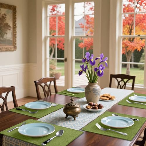 Homaxy Cloths Placemats for Dining Table Set of 6, 13" x 19", Grass Green - color: Grass Green, size: Placemats Set of 6