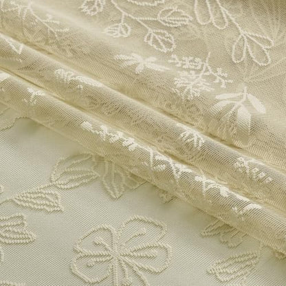 Kotile Natural Beige Lace Curtains 84 inches Long, Boho Floral Sheers - color: Beige, size: 52"W x 84"L (Pack of 2)