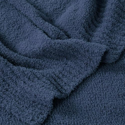 JOOJA Navy Blue Blanket Warm Queen Size Fuzzy Knitted Oversized Luxury Bed Blankets, Soft Lightweight Plush Blanket Queen Size for Cozy Nights (Navy Blue, 90x90) - color: Navy Blue, size: 90x90