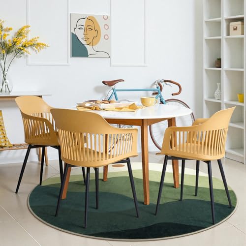 4ft Abstract Green Round Rug, Boho Mountain Circle Classroom Rugs - color: Green, size: 4' (Round)