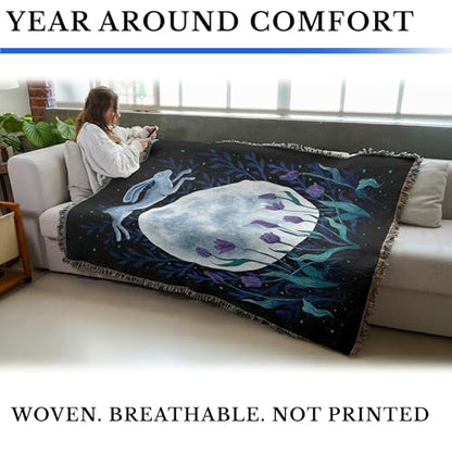 Pure Country Weavers Christmas Rose by Episodic Drawing - Gift Tapestry Throw Blanket Woven from Cotton - Made in The USA (72x54) - color: Easter Moon, size: 72x54