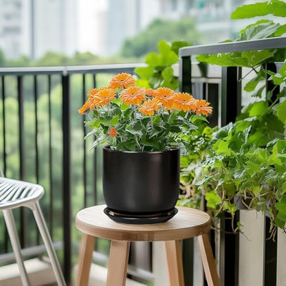 Ceramic Planter 7 Inch Plant Pot with Drainage, Black - color: Matte Black, size: 7 Inch