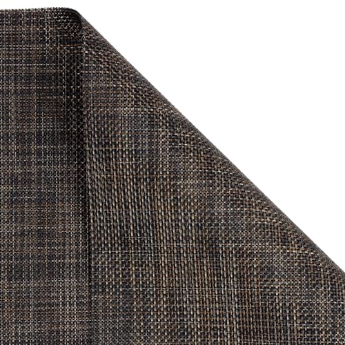SHACOS Small Wedge Placemats Set of 4 Woven Vinyl Round Table Placemats Wipe Clean Round Table Mats Indoor Outdoor, Black Brown - color: Linen Black Brown