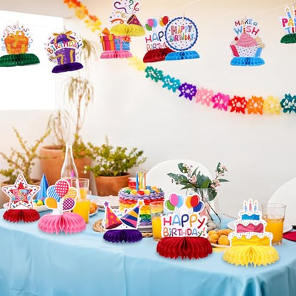 NatNarr Birthday Table Decorations Happy Birthday Honeycomb Centerpieces - style: Happy Birthday