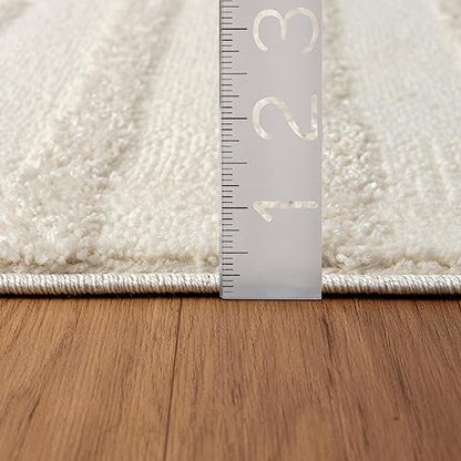 LUXE WEAVERS Modern Geometric High Low Area Rug Cream 5x7 - color: Cream, size: 5' x 7' (Rectangular)