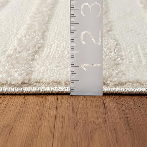 LUXE WEAVERS Modern Geometric High Low Area Rug Cream 6x9 - color: Cream, size: 6' x 9' (Rectangular)