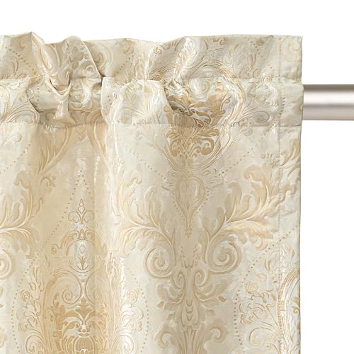 Loom and Mill Elegant Damask Valances for Windows, Champagne Gold, 54"x18" - color: Champagne Gold