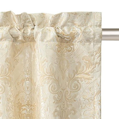 Loom and Mill Elegant Damask Valances for Windows, Champagne Gold, 54"x18" - color: Champagne Gold