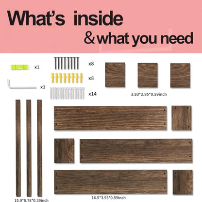Fixwal Floating Nursery Book Shelves for Wall, 16.5 Inches, Set of 3, Brown - color: Brown, size: 16.5inches