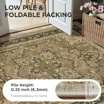Joydeco Runners for Hallways Entryway, 2x6 Kitchen Rugs Non Slip Washable - color: Beige&gray&brown, size: 2' x 6' (Rectangular)