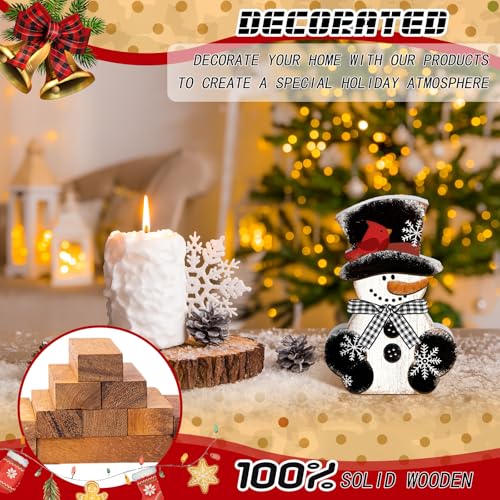 GlikCeil 3 Pcs Winter Snowman Table Decorations Christmas Wood Centerpiece - style: Snowman