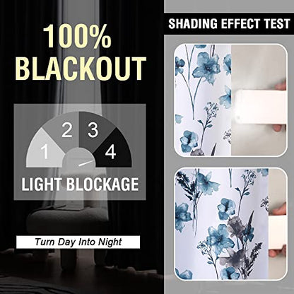 H.VERSAILTEX 100% Blackout Curtains 63 Inches for Kitchen, Grey/Blue - color: Grey/Blue, size: 52"W x 63"L (Pack of 2)