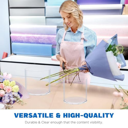 JYPS Clear Plastic Flower Vase Centerpiece Set - size: 2 Pieces - 6.2'' W*5.9'' H + 6'' W*5.9'' H