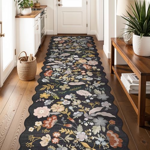 3x10ft Long Hallway Runner Rug: Non-Slip Washable Kitchen Floor Mat Black - color: Black, size: 3' x 10' (Runner)