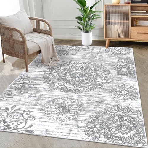 HEBE Area Rug for Entryway 3'x5', Washable Non Slip Boho Bedroom Rug - color: Grey, size: 3' x 5' (Rectangular)