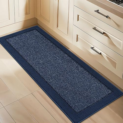 BEQHAUSE Kitchen Runner Rug 24"x60", Non Slip Kitchen Mat Washable, Blue - color: Blue, size: 24" X 60" (Rectangular)