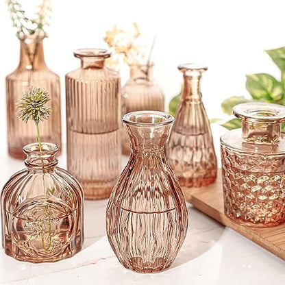 Glass Bud Vase Set of 32 Pcs, Small Glass Vases for Flowers - color: Amber