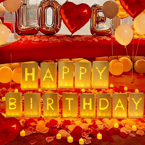 Happy Birthday Decorations, Light Up Letters - color: Happy Birthday