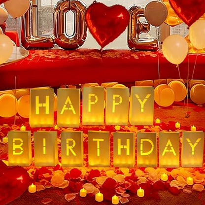 Happy Birthday Decorations, Light Up Letters - color: Happy Birthday