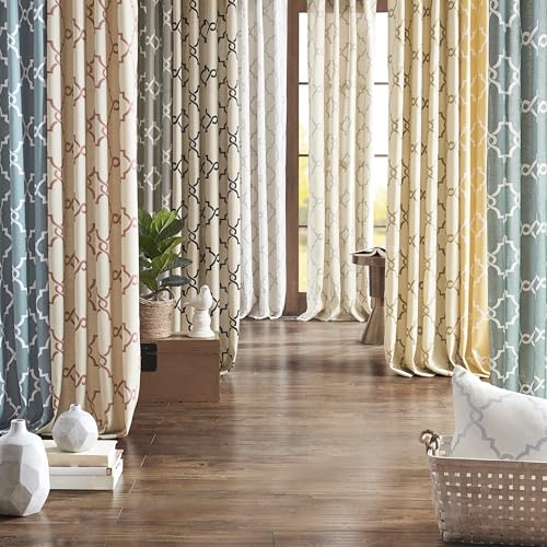 Madison Park Fretwork Print Window Curtain 1 Panel, 50x84 Beige/Gold - color: Beige/Gold, size: 50"W x 84"L (Pack of 1)
